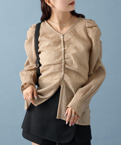 【mystic】V字褶皺襯衫