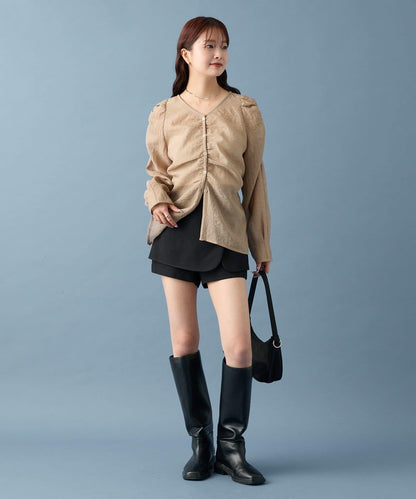 【mystic】V字褶皺襯衫