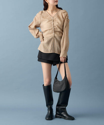 【mystic】V字褶皺襯衫