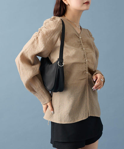 【mystic】V字褶皺襯衫