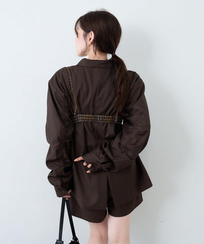 【Kastane】網紗牛仔吊帶上衣