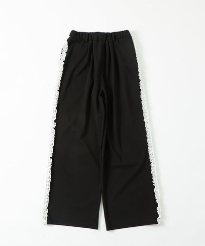 【WHO'S WHO gallery】側邊蕾絲拼接長褲