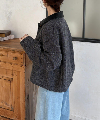 粗花呢短款夾克