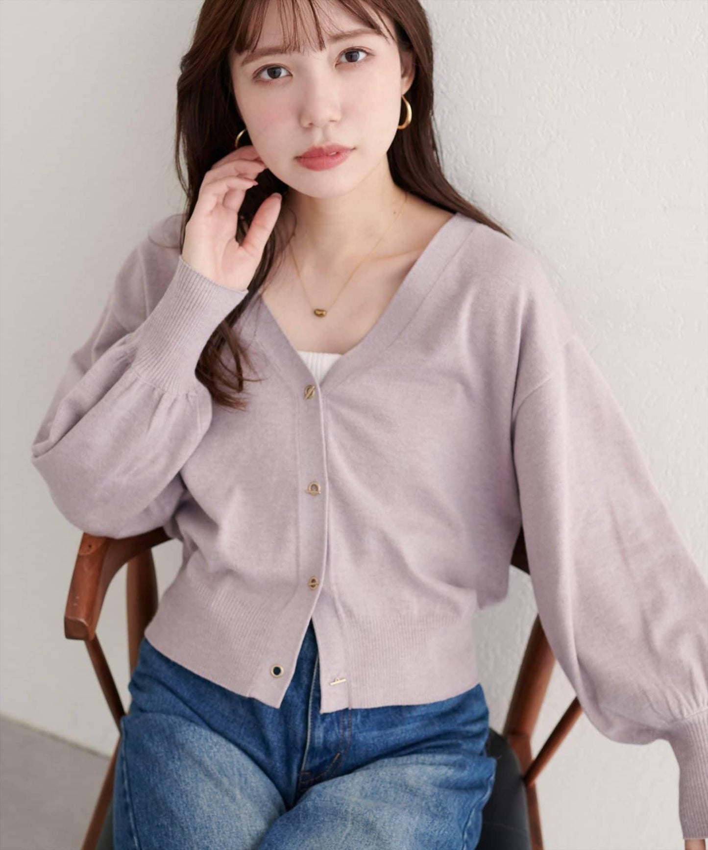 金屬孔眼基礎款開衫