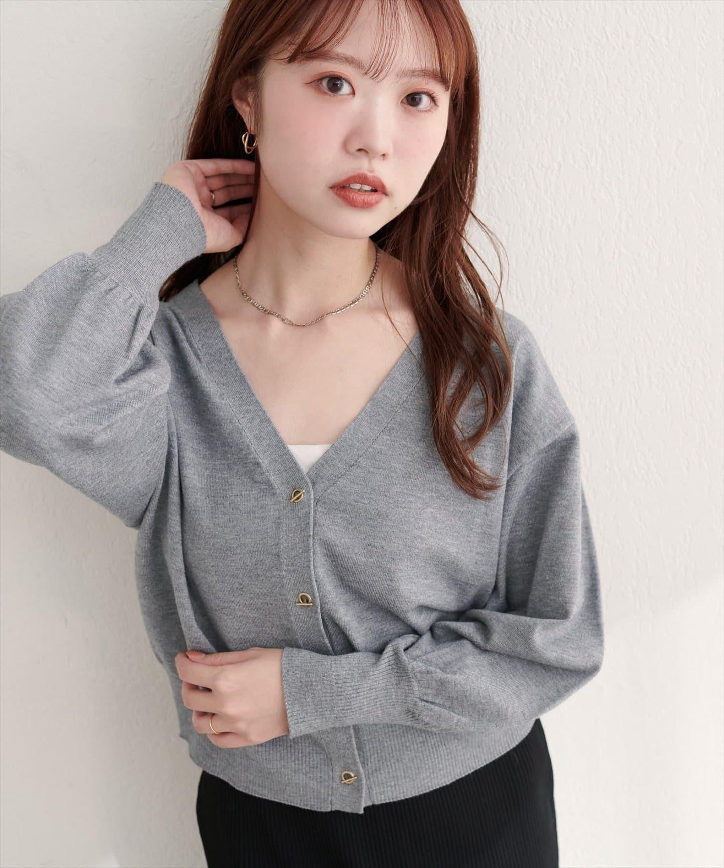 金屬孔眼基礎款開衫