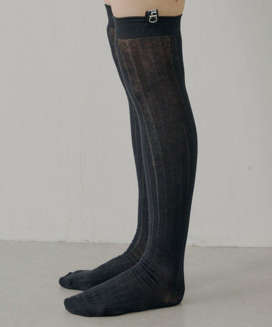 【Chico】帶名字透膚高筒襪