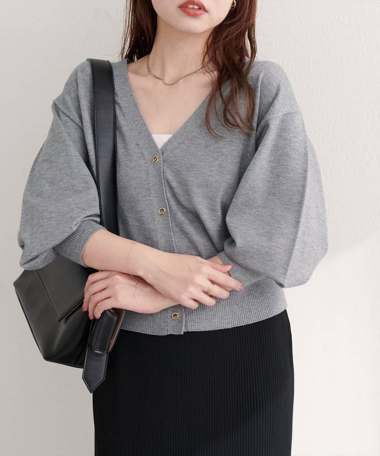 金屬孔眼基礎款開衫