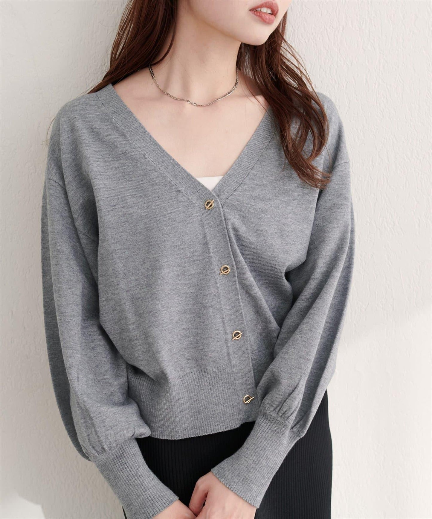 金屬孔眼基礎款開衫