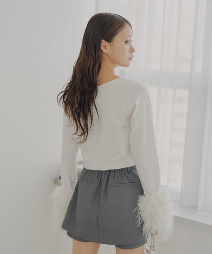 【Chico】短款毛絨袖開衫