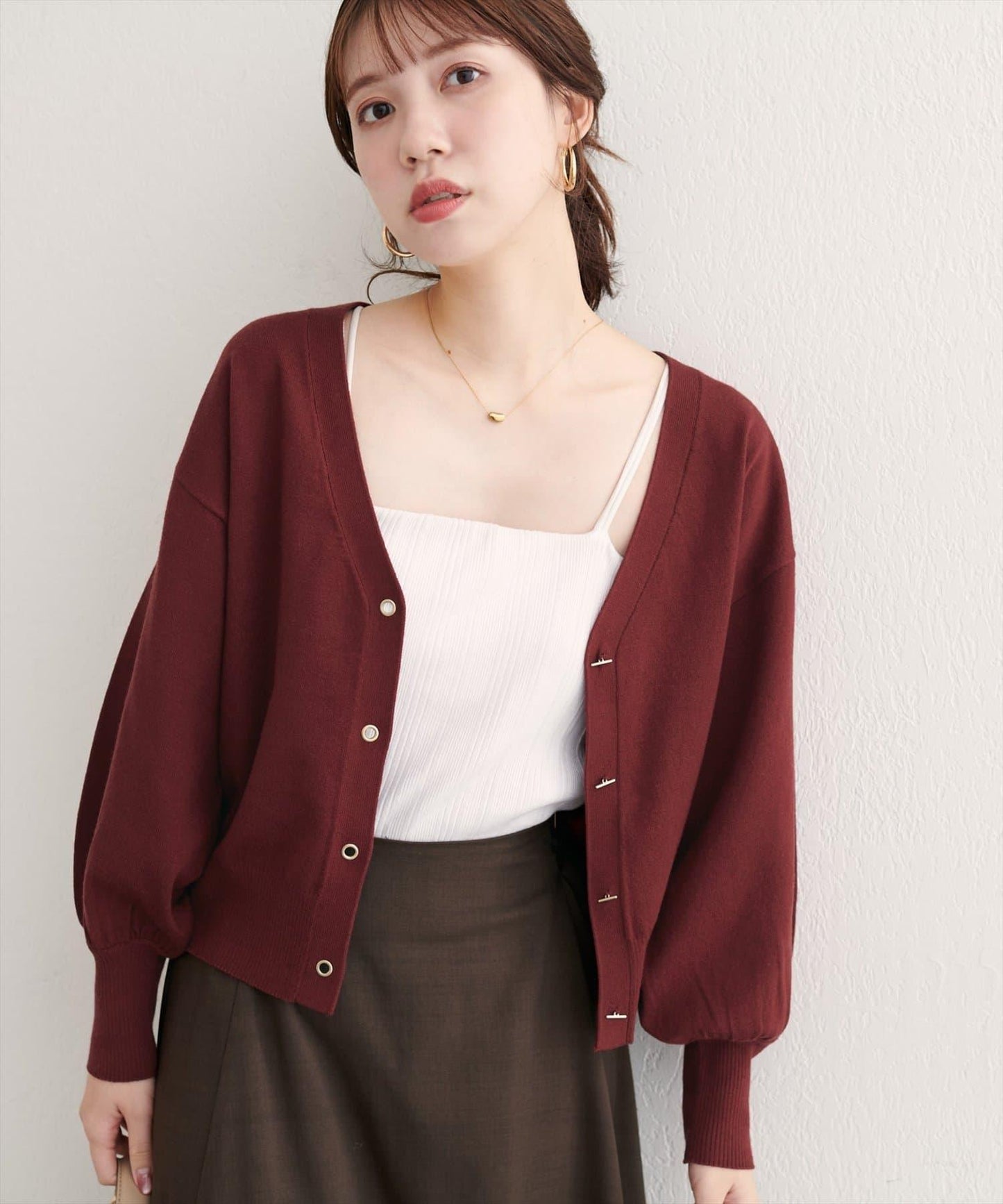 金屬孔眼基礎款開衫