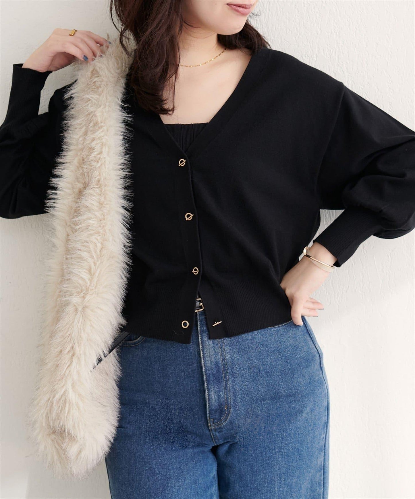 金屬孔眼基礎款開衫