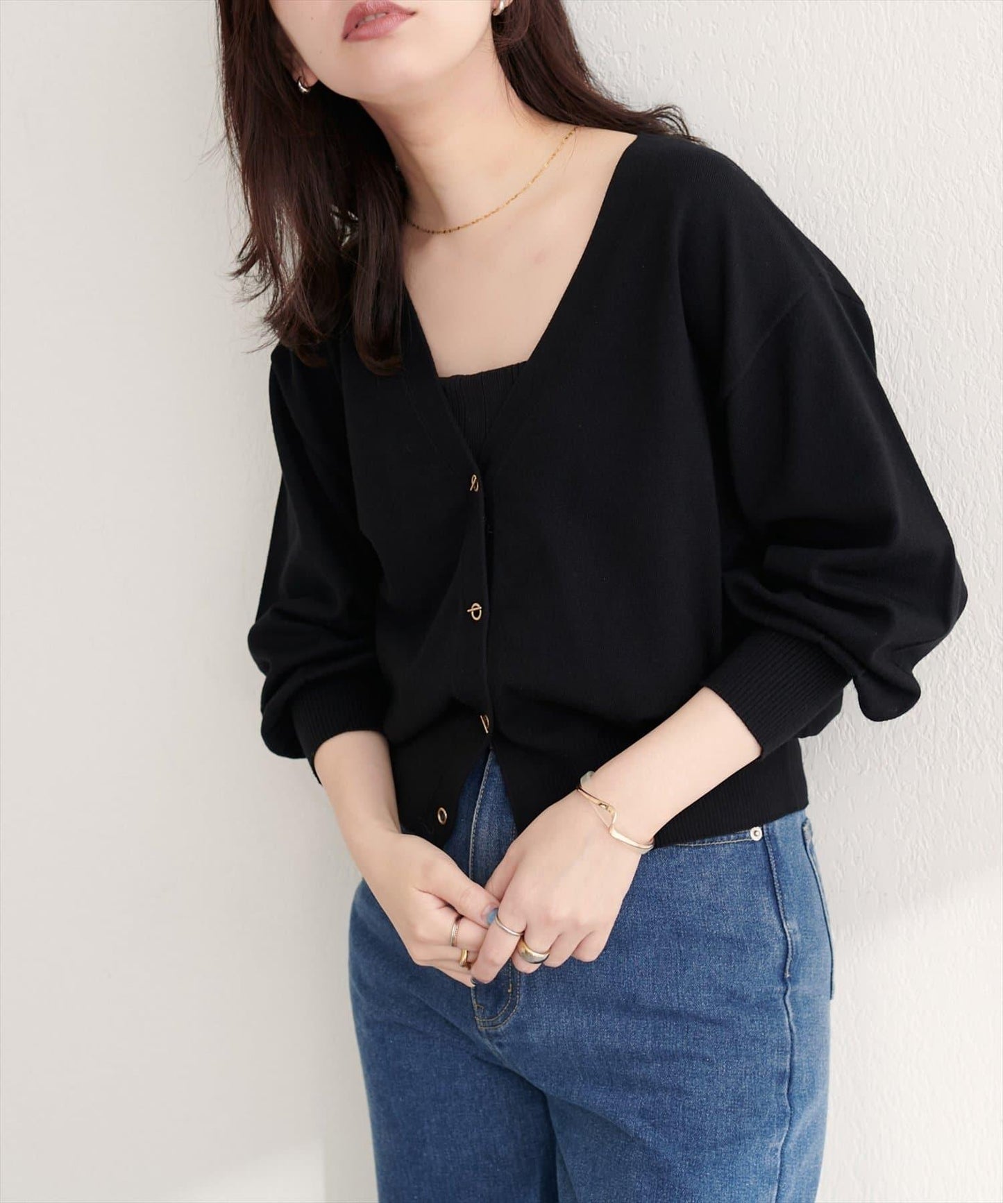 金屬孔眼基礎款開衫