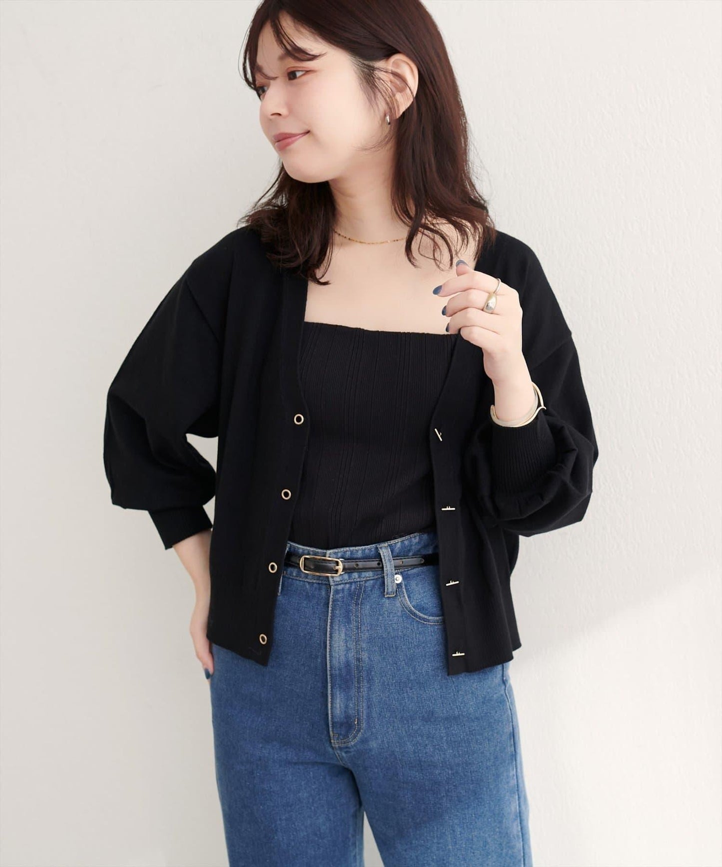 金屬孔眼基礎款開衫