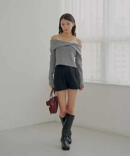 【Chico】前褶短褲