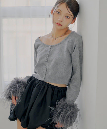 【Chico】短款毛絨袖開衫