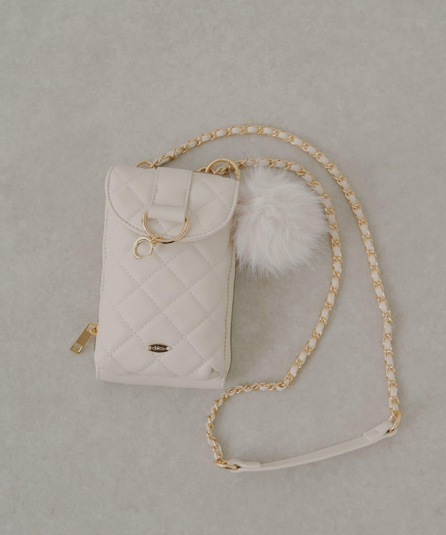 帶毛球掛飾絎縫手機包