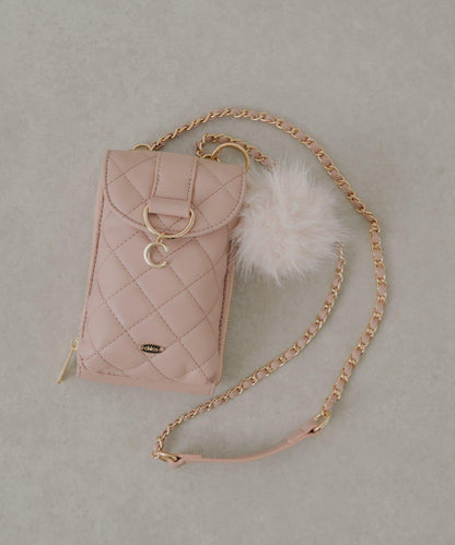 帶毛球掛飾絎縫手機包