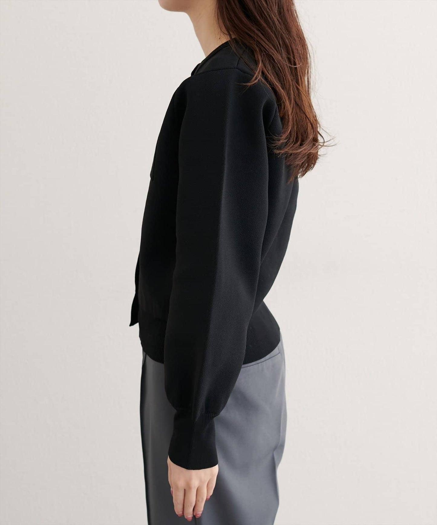 針織金扣帶口袋開衫