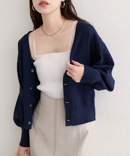 金屬孔眼基礎款開衫