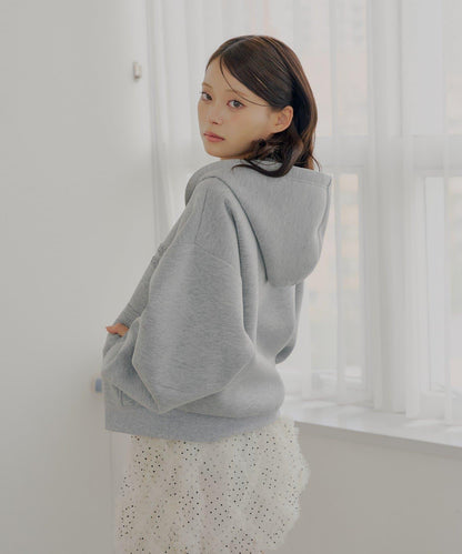 雙拉鍊寬鬆袖連帽衛衣