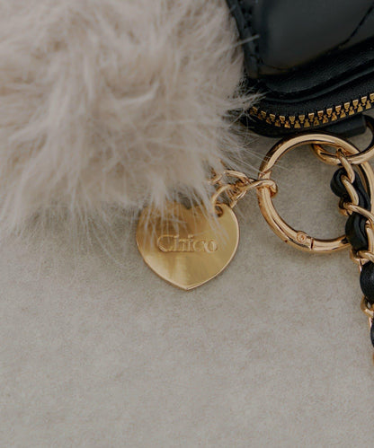 帶毛球掛飾絎縫手機包