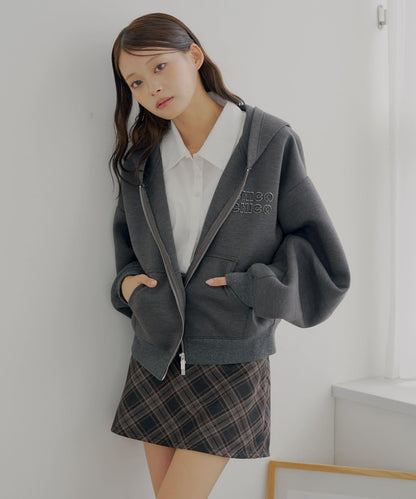 雙拉鍊寬鬆袖連帽衛衣