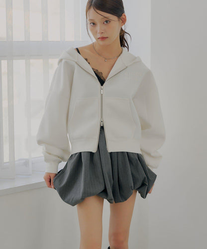 雙拉鍊寬鬆袖連帽衛衣