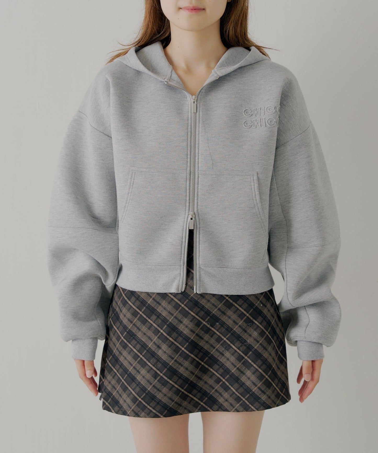 雙拉鍊寬鬆袖連帽衛衣