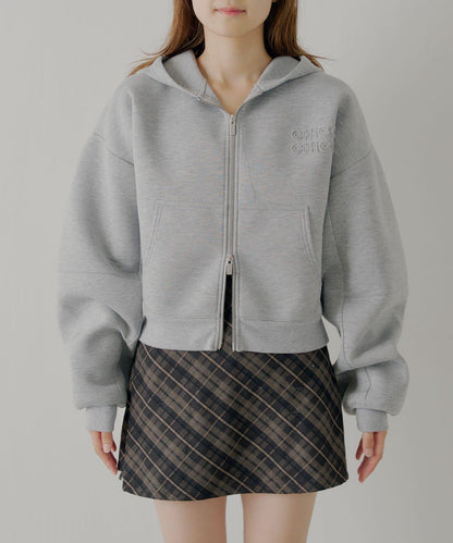雙拉鍊寬鬆袖連帽衛衣