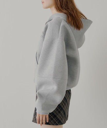 雙拉鍊寬鬆袖連帽衛衣