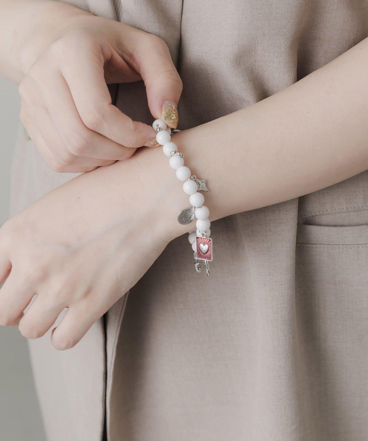 混合吊墜珠子T形扣手鍊