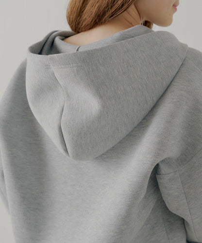 雙拉鍊寬鬆袖連帽衛衣