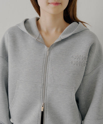 雙拉鍊寬鬆袖連帽衛衣
