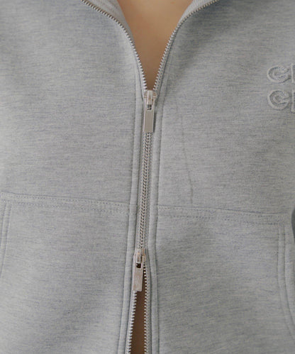 雙拉鍊寬鬆袖連帽衛衣