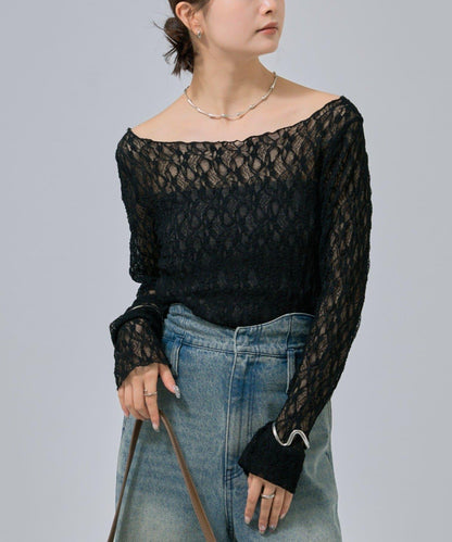 蕾絲套頭衫