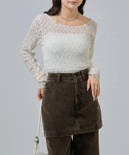 蕾絲套頭衫
