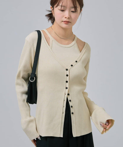 無袖針織開衫套裝