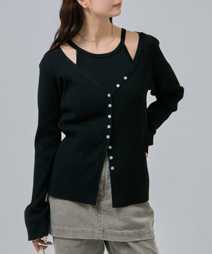 無袖針織開衫套裝