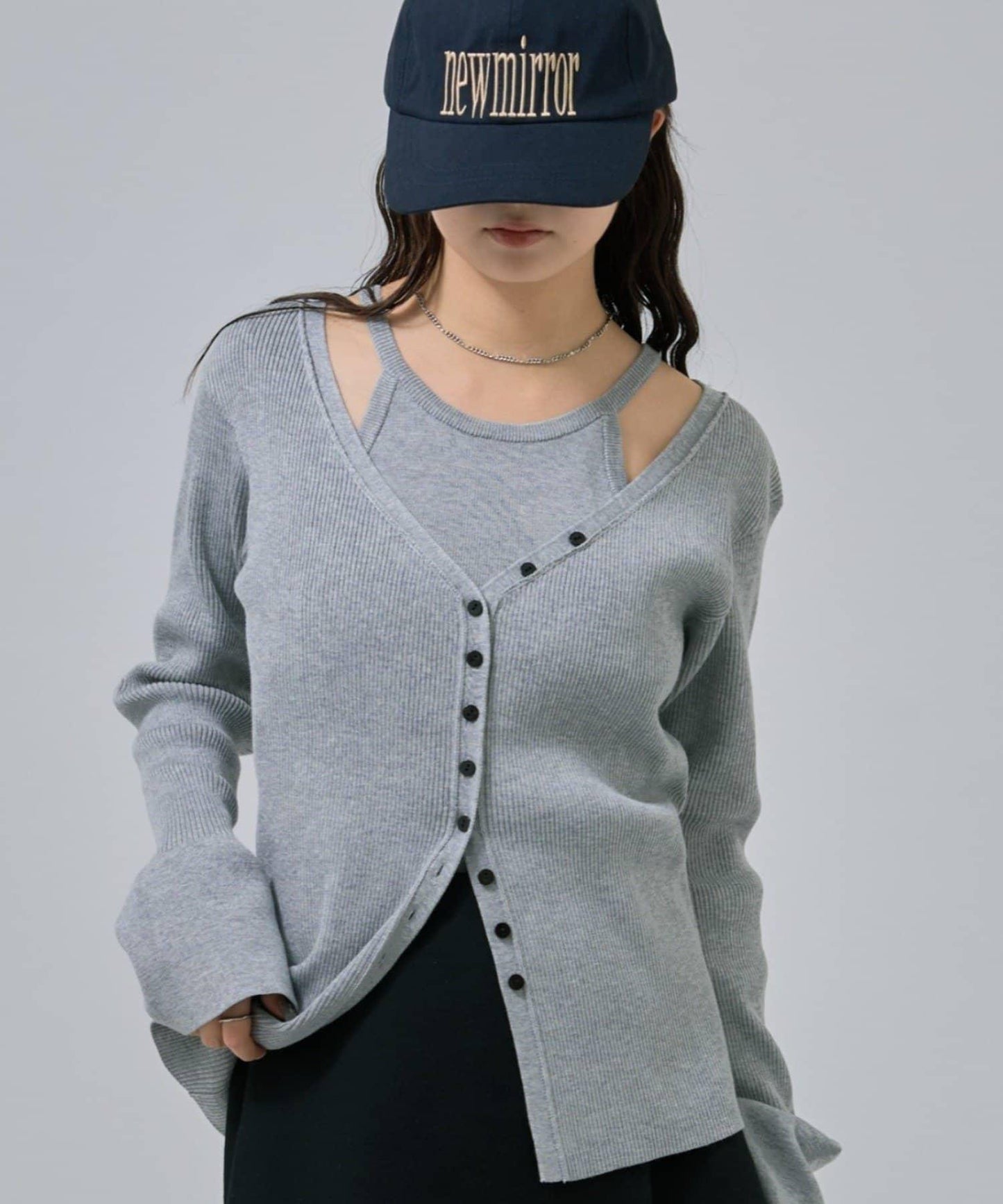 無袖針織開衫套裝