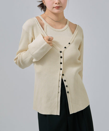 無袖針織開衫套裝