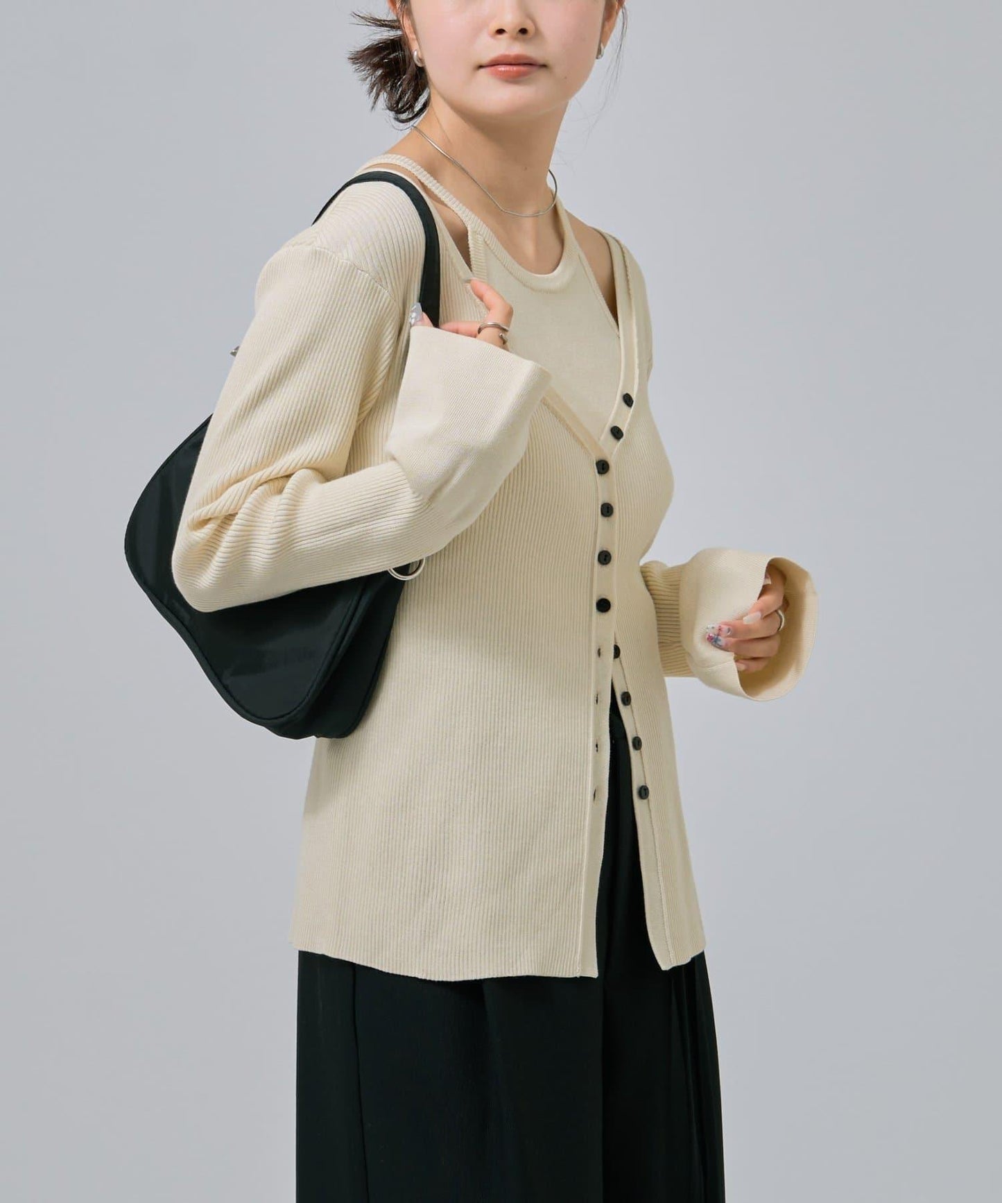 無袖針織開衫套裝