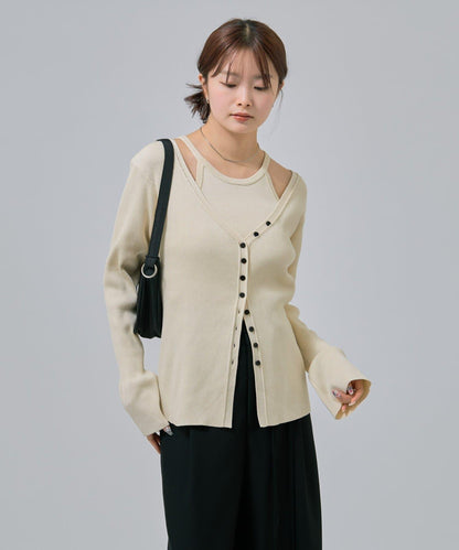 無袖針織開衫套裝