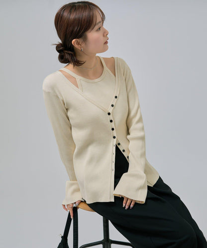 無袖針織開衫套裝