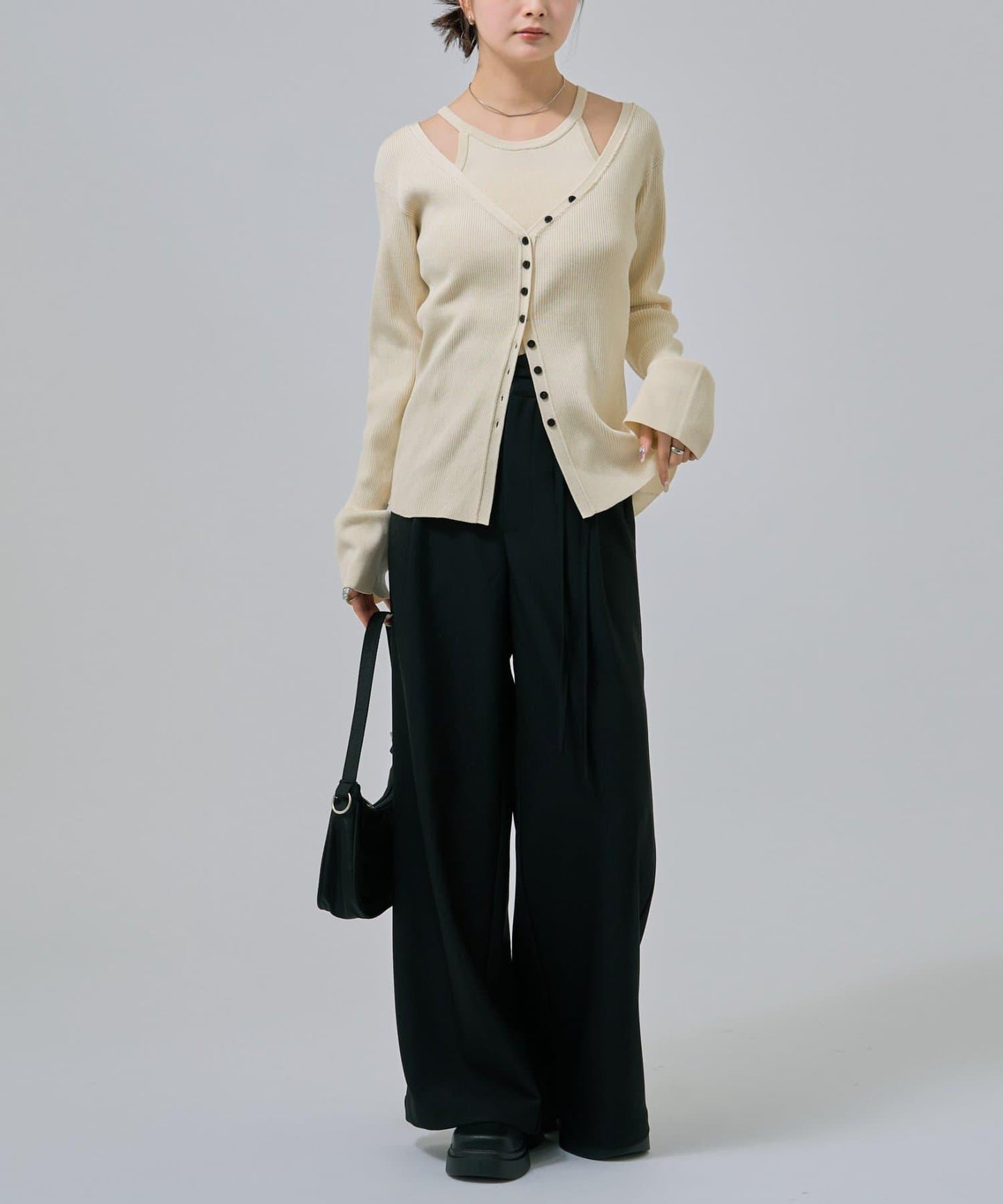 無袖針織開衫套裝