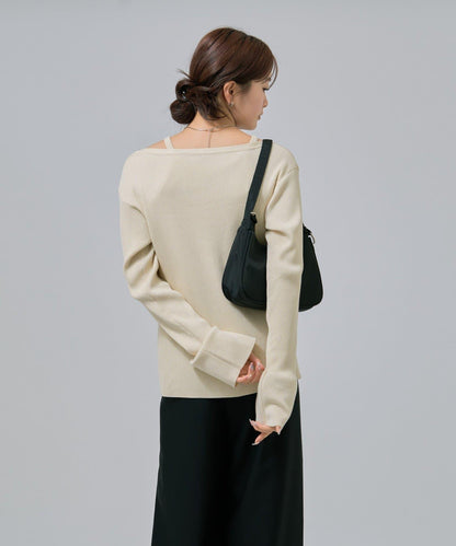 無袖針織開衫套裝