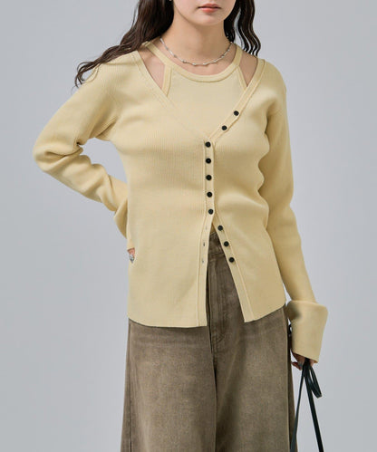 無袖針織開衫套裝