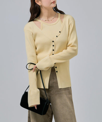 無袖針織開衫套裝