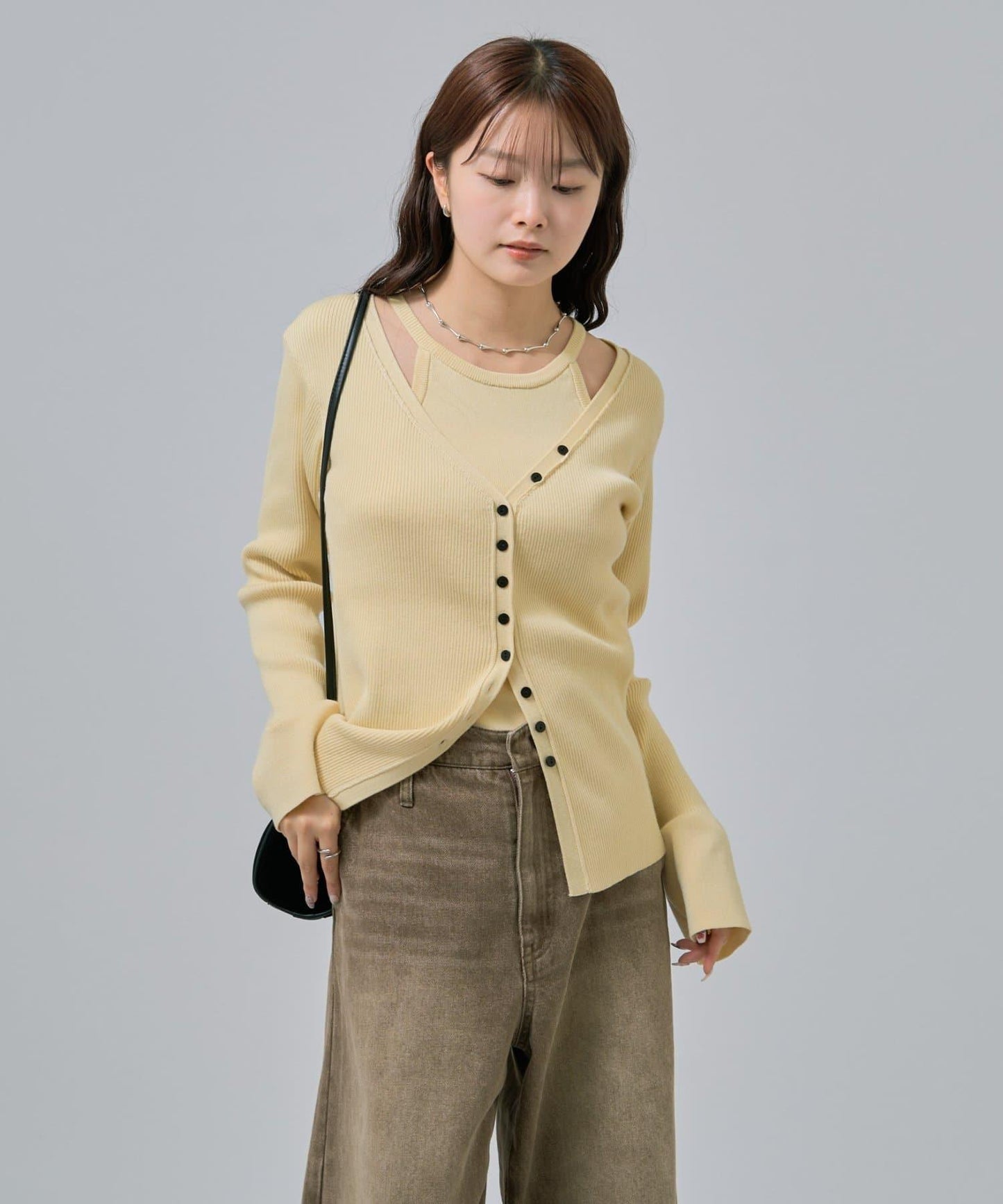 無袖針織開衫套裝