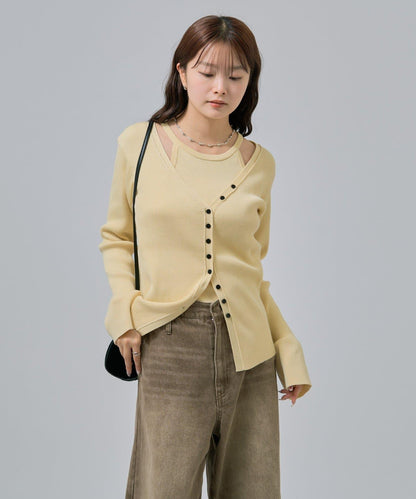 無袖針織開衫套裝