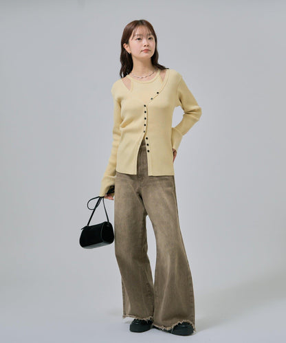 無袖針織開衫套裝